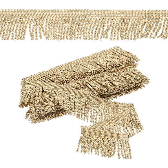 Light Brown Fringe Trim, 5 Yards x 65mm Fringe Trim Curtain Tassel Fringe Trim Fabric Trims Sewing for Curtain Sofa Clothes DIY Decoration