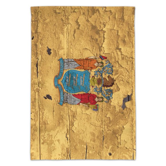 Rustic Distressed New Jersey State Flag Garden Yard Flag