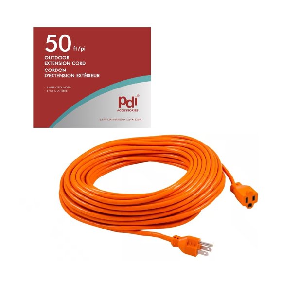 PDI-747 50 ft. 16 Gauge 13 Amps Indoor & Outdoor Heavy Duty Extension Cord, Orange