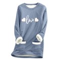 thumbnail image 1 of Funicet sous-Vêtements pour Femmes, sous-Vêtements Longs Femmes, Chandail en Molleton Épais en Polaire Manches Longues Imprimé Velours Chaud Col Rond sous-Vêtements Longs Femmes, Manches Longues Femmes, 1 of 4
