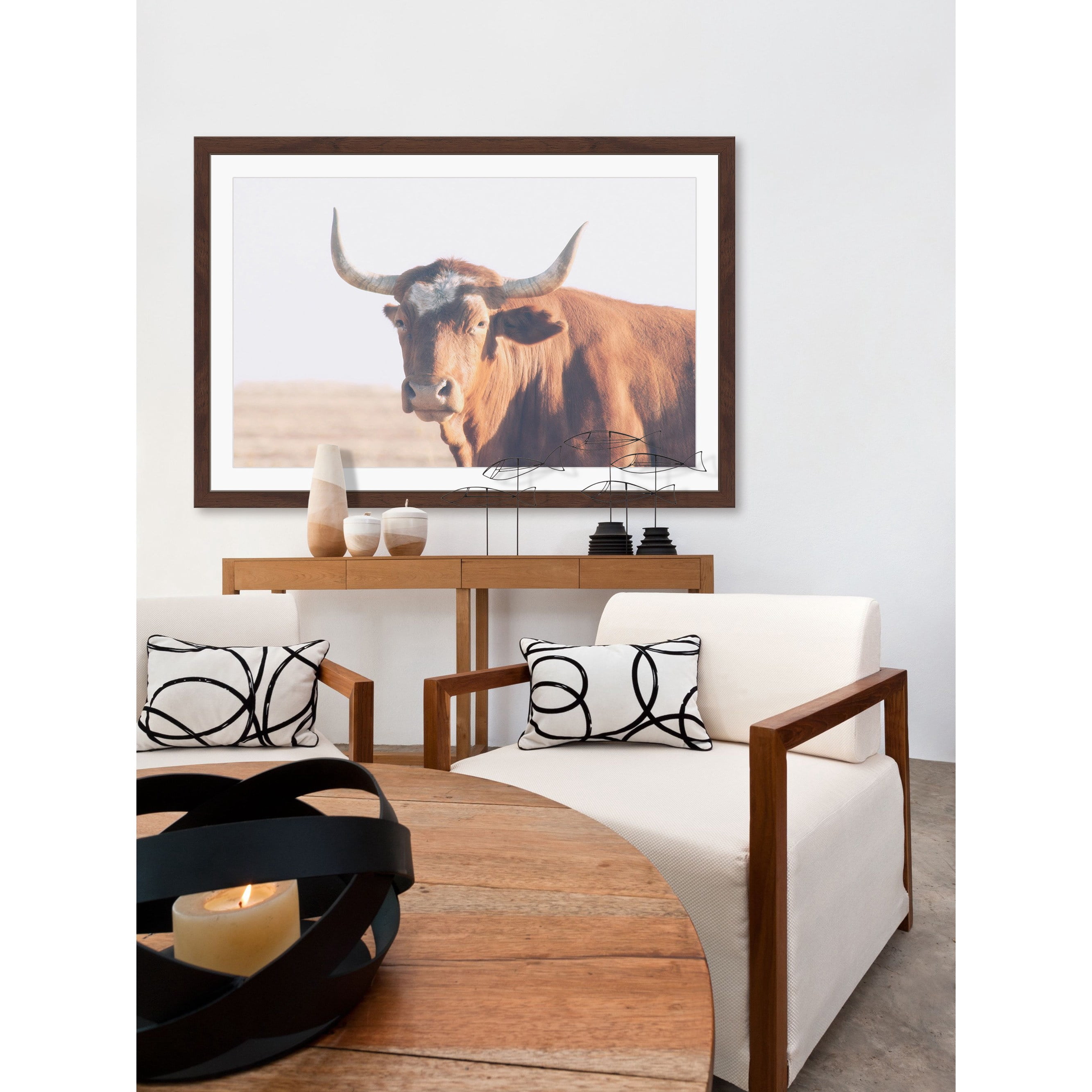 Marmont Hill "Curious Bovine" Framed Painting Print