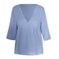 thumbnail image 3 of Boho Tops for Women 3/4 Sleeve Lace Collar Color Stylish Womens Sprimg Clothing,Blue,S, 3 of 4
