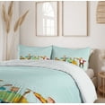 thumbnail image 6 of Ambesonne Music Duvet Cover Sets, Cartoon Happy Band Concert, 2-King, Mint Green Multicolor, 6 of 7
