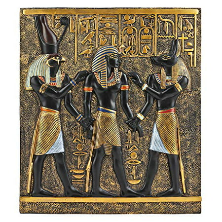 Design Toscano QL136311 Rameses I Between Horus and Anubis Wall Frieze in Faux Ebony and Gold Full Color 11 Inch Design Toscano QL136311 Rameses I Between Horus and Anubis Wall Frieze in Faux Ebony and Gold Full Color 11 Inch