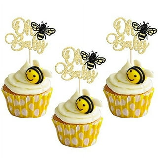 Bumble Bee Cupcake Toppers Glitter Bee Gender Reveal Honeycomb