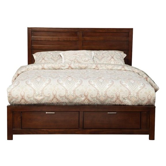 Pemberly Row Modern Wood Queen Storage Bed in Cappuccino (Brown)
