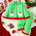 thumbnail image 2 of Gubotare Christmas Pajamas Toddler Girl Kids Christmas Pajamas Toddler Girl Feather Trim Button Down Tops Pants Girls Bow Sleepwear Silk Satin Pjs Set Size 3t 4t (Green,3-4 Years), 2 of 5