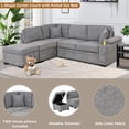 thumbnail image 3 of 84.75" L-Shaped Sleeper Sofa Bed with Storage Ottoman, Gray Linen Pull-Out Couch for Living Room, Bedroom, Apartment, Modern 2-in-1 Sofa Bed, 3 of 9