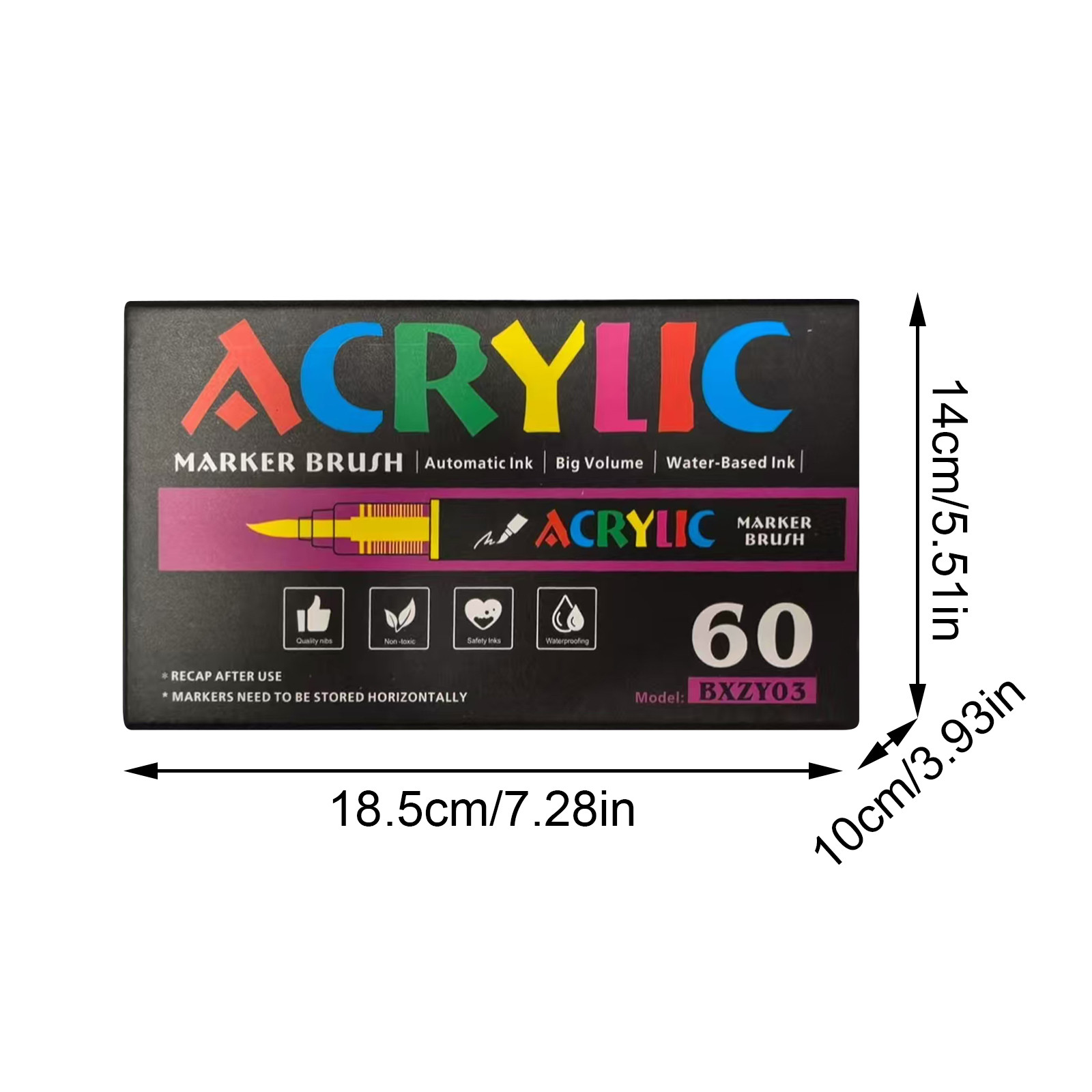 Straight Liquid Acrylic Marker Pen 12/24/36/48/60/80/120 Color Soft Head Student Art DIY Hand-painted Drawing Doodle Pen 10ml