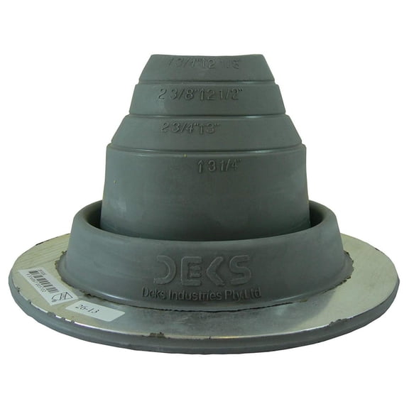 #2 (1-3/4" to 3-1/4") Round Gray EPDM Flexible Pipe Flashing Boot: - Metal Roof Jack Pipe Boot - Metal Roofing Pipe Flashing - Deks (DF102G) - 3 Pack
