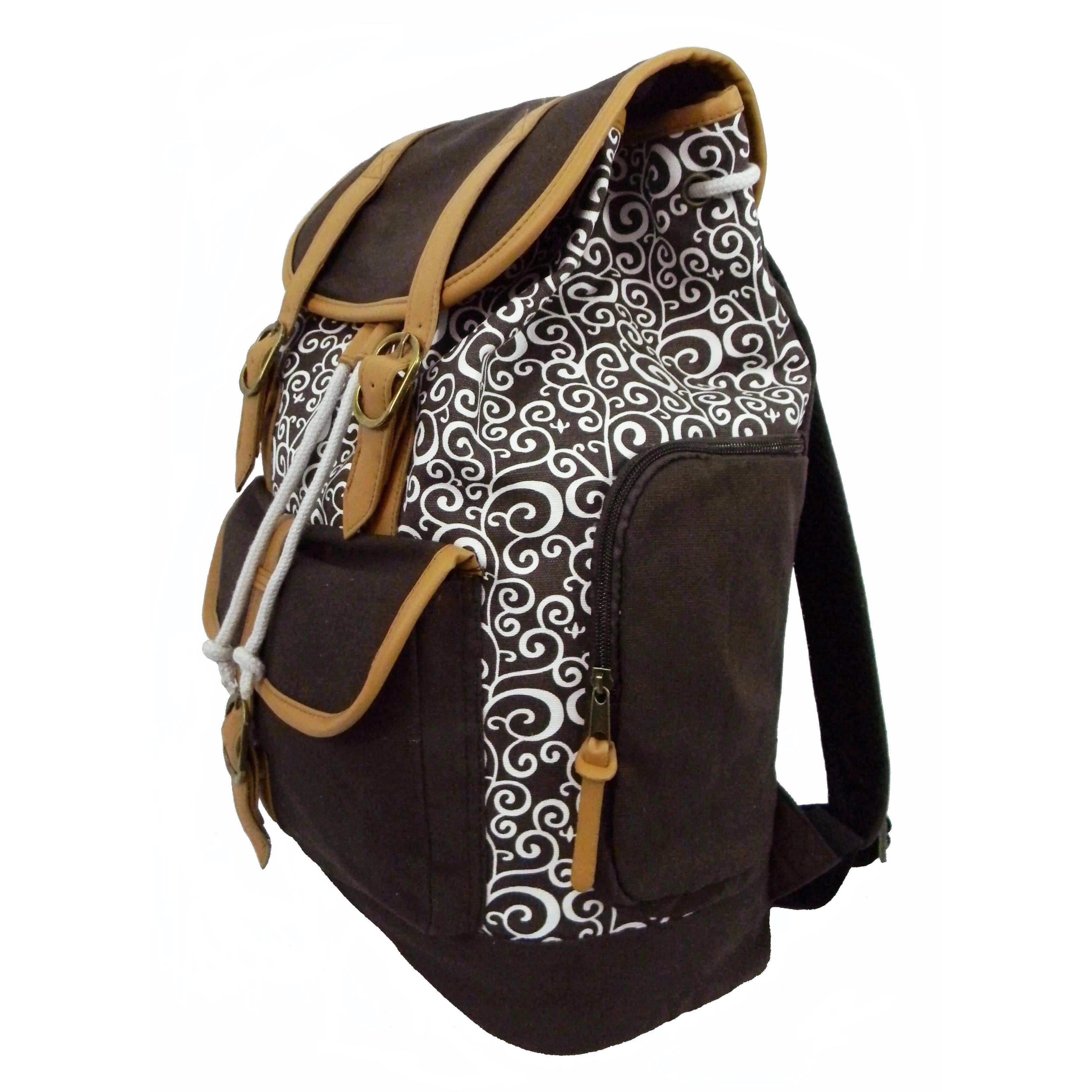 Lightweight MAPOLO Laptop Backpack Leaves Black Pattern Casual Shoulder Daypack for Student School Bag Handbag 