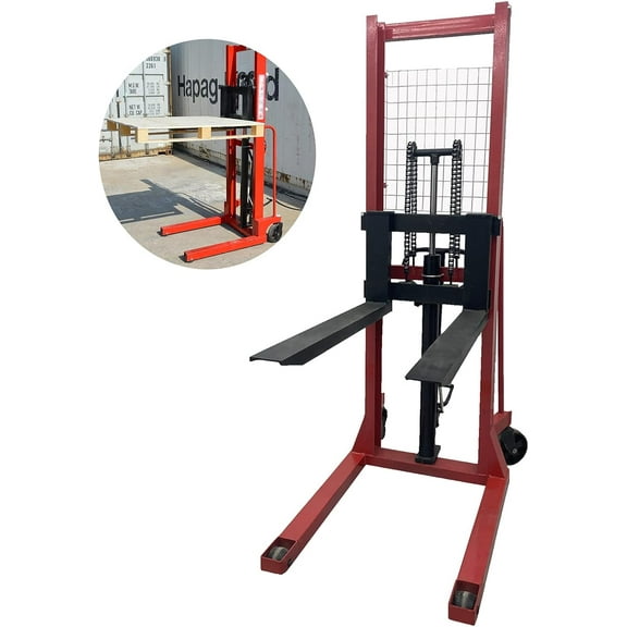EQCOTWEA Manual Hydraulic Pump Walkie Stacker Fork Lift Reach Pallet Truck Lift Handling Tools 2200lbs Capacity