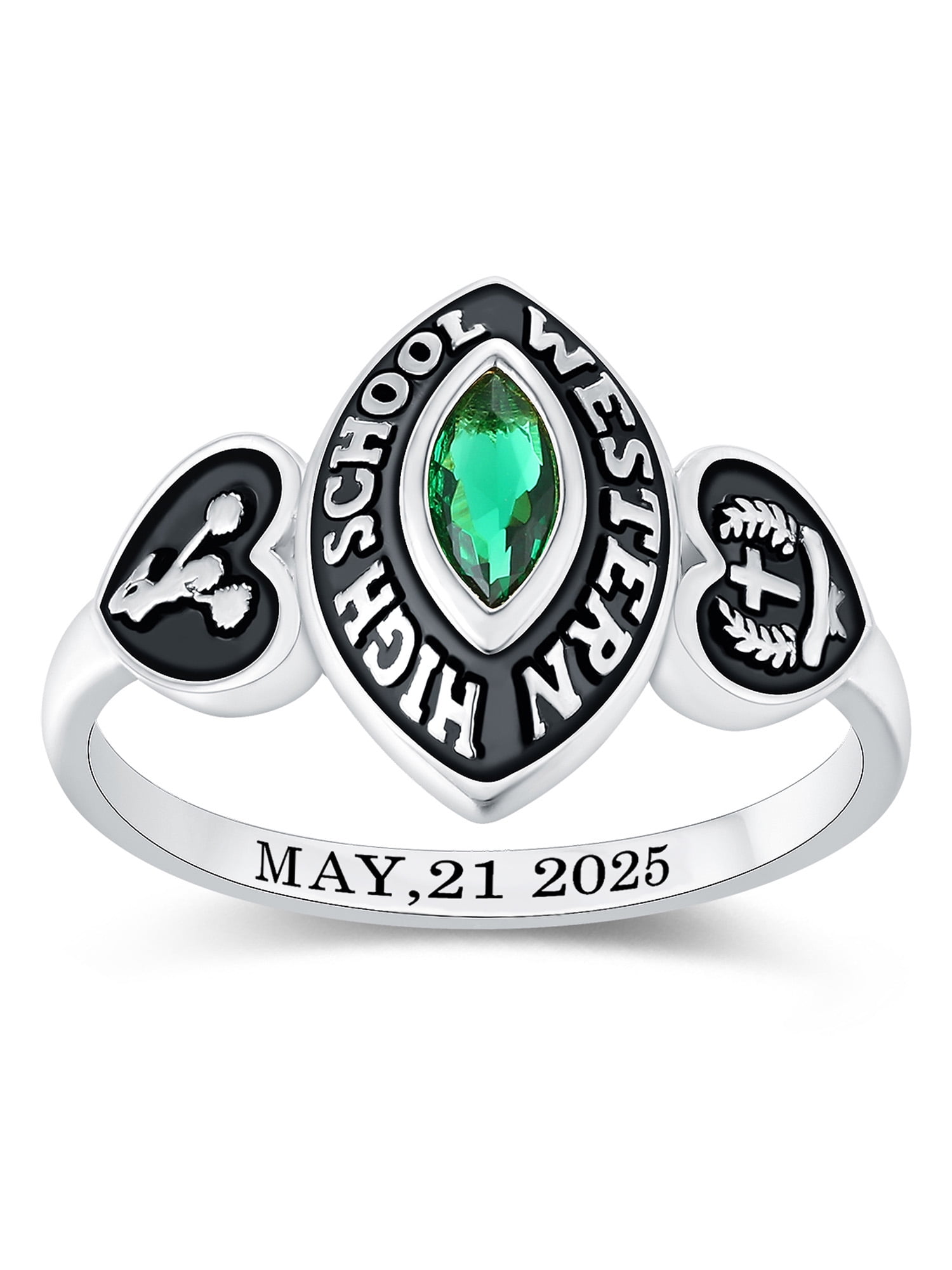 Mementos USA Custom 10kt White Gold Class Rings for Women High School and College-Royalty