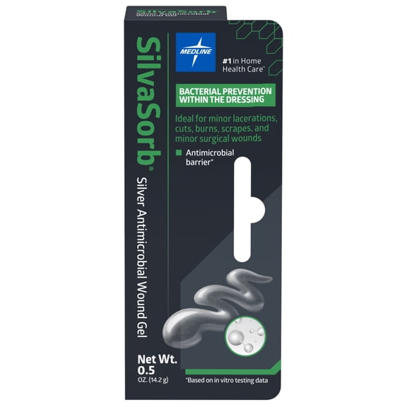 Medline Silvasorb Silver Antimicrobial Wound Gel, 0.5oz