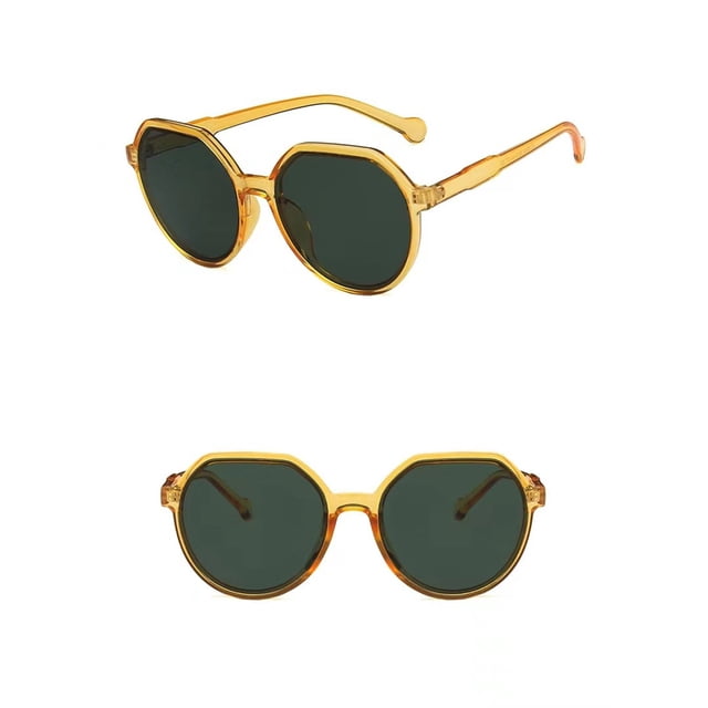 Round Sunglasses for Street Style and Everyday Wear from Glasses 1 with Solid Color and Color Blocking Design