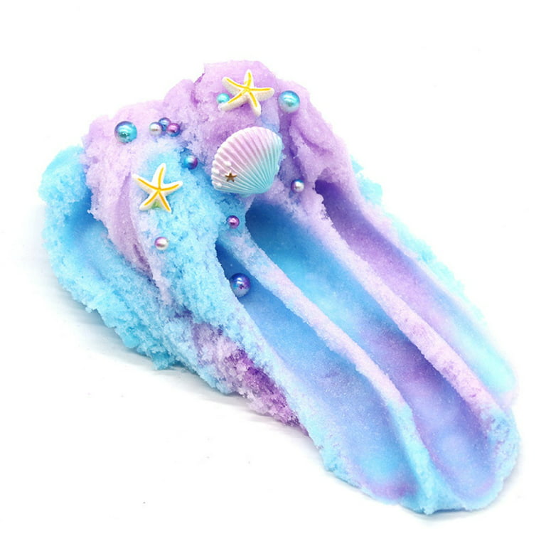 Anvazise 60ml Soft Fluffy Ocean Shell Slime Clay Plasticine Mud Stress  Relief Kids Toy Blue and Pink One Size 