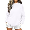 thumbnail image 3 of Sweatshirt for Women Zaewscy Women's Solid Color Stand Collar Long Sleeve Sweatshirt With Side Slit Hem And Kangaroo Pocket Casual Pullover Top White XXL, 3 of 9