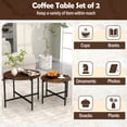 thumbnail image 4 of Set of 2 Round Coffee Table with Metal Frame, Industrial Nesting Center Table End Tables for Apartment Home Office, Rustic Brown, 4 of 9