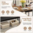 thumbnail image 3 of PORKISS Dining Table Set for 6, 6 Piece Dining Room Set with 4 PU Leather Chairs and Bench, Kitchen Table and Chairs Set with Storage Rack, Rectangular Dining Table Set for Apartment, Brown + Black, 3 of 8