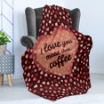 thumbnail image 4 of I Love You More Soft Flannel Fleece Blanket, Happy Valentine's Day Celebration Coffee and Love Theme with Hearts, Cozy Plush for Indoor and Outdoor Use, 70" x 90", Coral Peach Brown, by Ambesonne, 4 of 5
