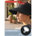 thumbnail image 6 of Deago Sun Hats for Women Outdoor UV Protection Wide Brim Sun Hat Foldable Summer Ponytail Cap Convertible Zip-Off Beach Hat Visor (Black), 6 of 9