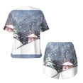 thumbnail image 5 of Qekee Watercolor Winter Landscape For Christmas Women's Pajama Set Short Sleeve Sleepwear Summer Home Wear with Pockets Soft Short Sleeve Shirt - Watercolor Winter Landscape For Christmas, 5 of 9