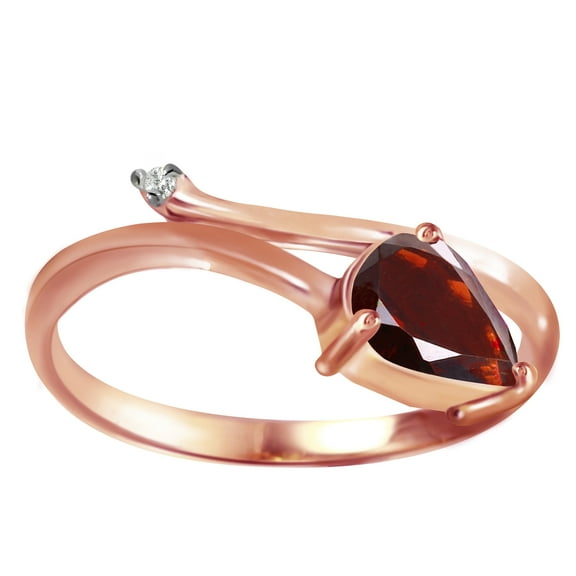 Galaxy Gold GG 14K Rose Gold Natural Diamond and Pear-Shaped Garnet Ring - January Birthstone - Energy & Devotion - Sizes 5.5 to 11 - Fine Jewelry for Women
