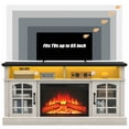thumbnail image 6 of SESSLIFE Fireplace TV Stand for 65 Inch TV, TV Console with 24''Electric Fireplace, Console Entertainment Center Television Table for Living Room or Bedroom, White+Black, 6 of 7