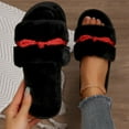 thumbnail image 2 of Wensltd Fuzzy Slippers for Women Soft Plush Open Toe Solid Color Cozy Indoor Slippers All Season, 2 of 9