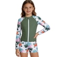 thumbnail image 4 of JAJAHO Girls Swimsuit 3 Pieces Long Sleeve Rash Guard Set Tropical Printed Tankini Bathing Suits Summer Kids Swimwear 3-10Y, 4 of 6