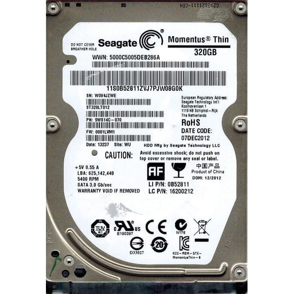 Seagate ST320LT012 P/N: 9WS14C-070 F/W: 0001LVM1 WU 320GB
