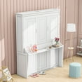 thumbnail image 3 of Euroco Queen Size Murphy Bed with Desk and Shelf, Convertible Wall Bed into a Cabinet for Living Room, Easy Open and Close for Adults, 3 of 16