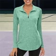 thumbnail image 3 of Quarter Zip Pullover Women, Comdrip Damen Sportshirt Langarm Mit Stehkragen Halbem Reißverschluss Atmungsaktives Funktionsshirt Für Fitness Laufen Yoga Outdoor 1/4 Zip Pullover Women Light Green XL, 3 of 9