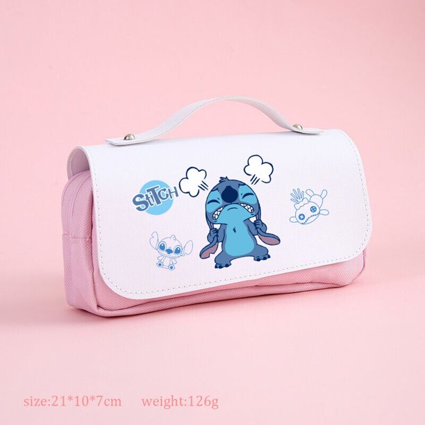Disney-bolsa de lápices de Anime Stitch para niños, estuche de lápices lindo de dibujos animados, suministros escolares, papelería para estudiantes, regalo de cumpleaños