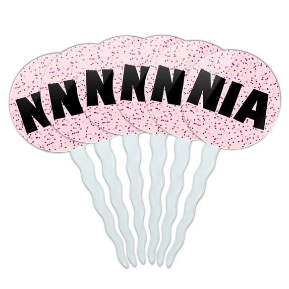 Nia Cupcake Picks Toppers - Set of 6 - Pink Speckles
