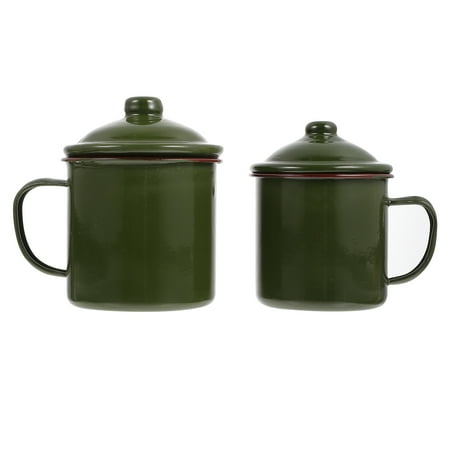 

2Pcs Retro Enamel Tea Mugs Retro Enamel Cups Practical Tea Storage Cups with Lid