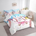 thumbnail image 2 of Castle Fairy Baseball Letter P Full Size Bedding Sets 7 Pieces, Sprinkle Drip Pattern Full Size Bed in a Bag, Pink Blue White, 2 of 7