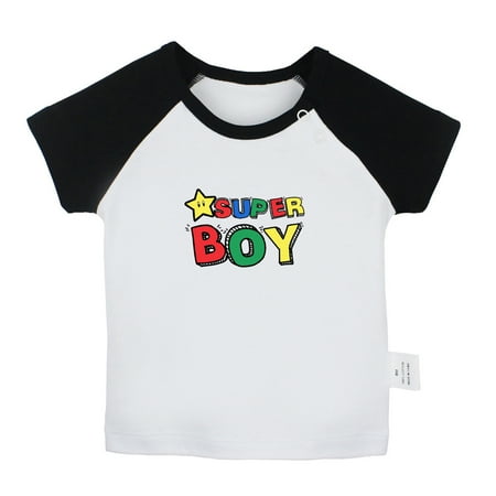 

Super Boy Funny T shirt For Baby Newborn Babies T-shirts Infant Tops 0-24M Kids Graphic Tees Clothing (Short Black Raglan T-shirt 6-12 Months)