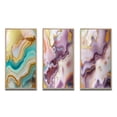 thumbnail image 2 of Designart "Gold Blue Turquoise Agate Liquid Art II" Abstract Shapes Framed Wall Art Set Of 3 - Gold Transitional Frame Canvas Set For Living Room Decor, 2 of 6