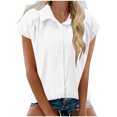 thumbnail image 1 of Camisas de Manga Larga para las Mujeres de Ajuste Suelto de las Mujeres de Algodón de Lino Blusa Casual Cuello en V, Poliéster, 1 of 7