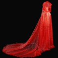 thumbnail image 4 of Yvsxxv 1Pc Red Starry Glitter Hooded Cloak Shiny Formal Outerwear for Women Men, 4 of 7