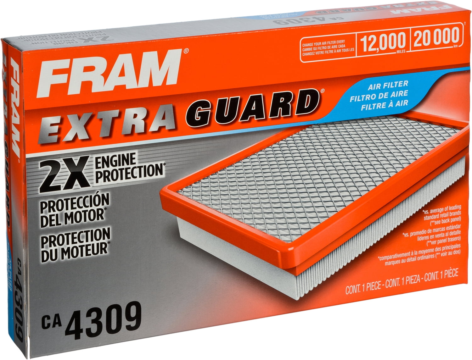 FRAM Extra Guard CA4309 Engine Air Filter Replacement filter for 1993-2018 Nissan Altima