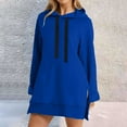 thumbnail image 1 of Chandail à Capuche pour Femmes Robe Longueur Genou Long Chandail-Over Hauts Fendus Automne Hiver Chandail en Peluche, 1 of 7