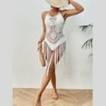 thumbnail image 6 of ZPAQI Women Crochet Bathing Suit Cover Up Beach Cover Up Tassels Swimsuit Cover Up, 6 of 18