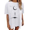 thumbnail image 1 of Blusa de manga corta con estampado de luna y sol de calavera con mangas caídas vintage para mujer Pompotops  hfajkhk127940, 1 of 9