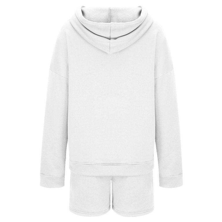 JWZUY Women 2 Piece Outfits Solid Classic Hooded Sweatsuit