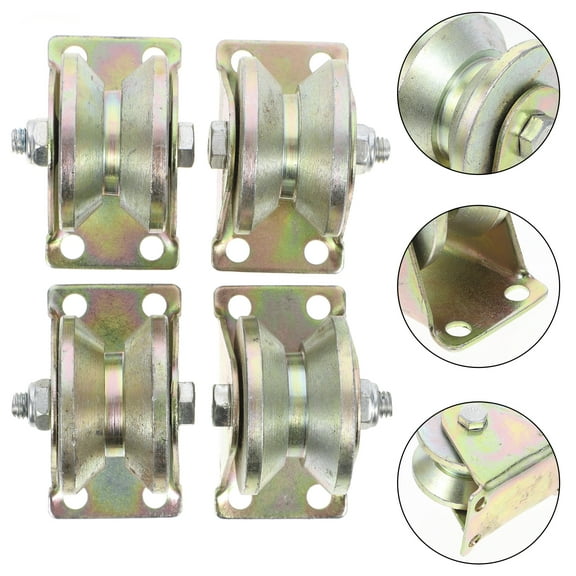 Toyandona 4Pcs Steel Rail Door Pulley Block Olive Green Heavy Duty Sliding Gate Roller
