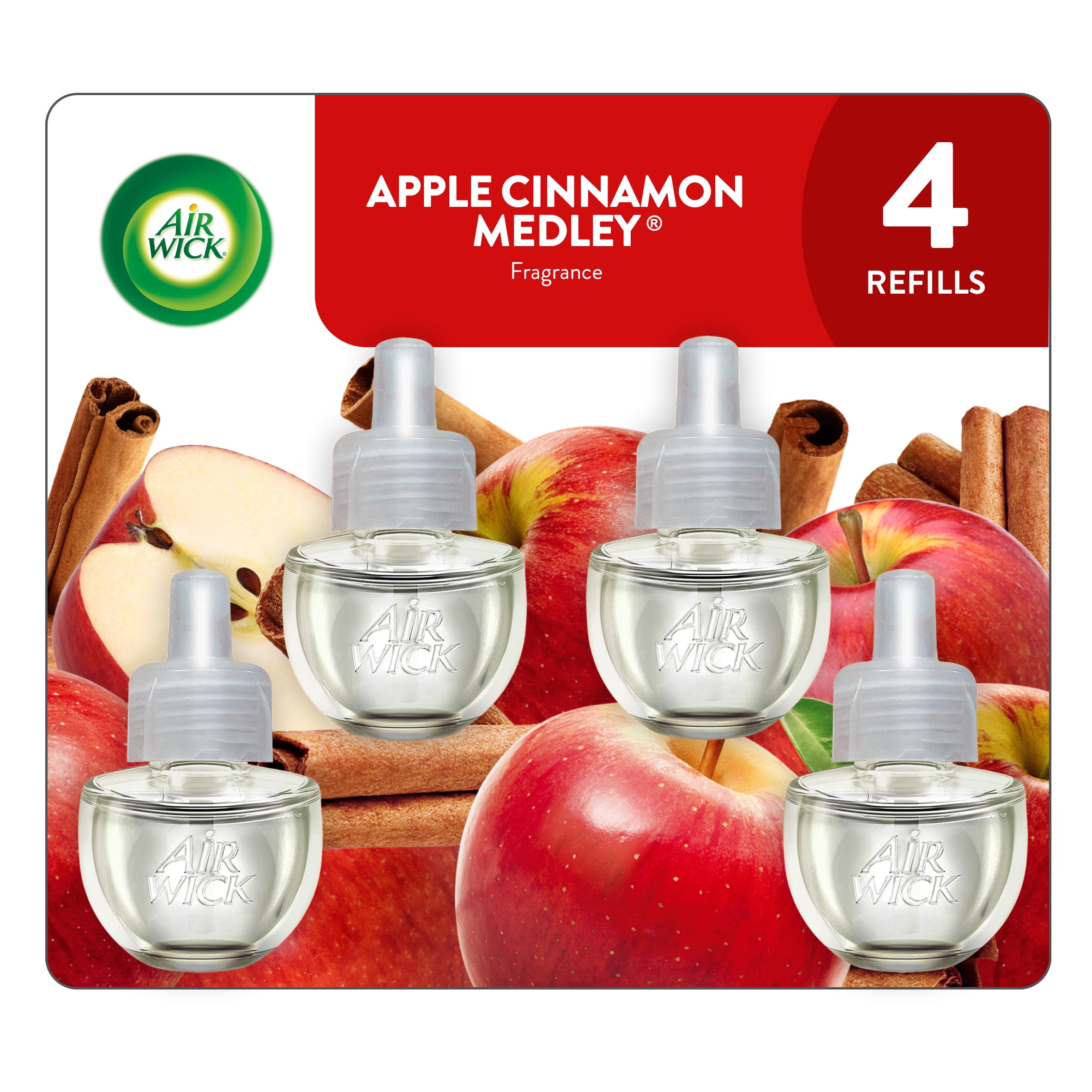 Air Wick Plug-In Scented Oil Air Freshener Warmer Refills, Apple Cinnamon Medley, 10 Count (4+6)