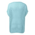 thumbnail image 2 of CAIVO Women Sexy Hollow Out Short Sleeve T-Shirt Summer Casual Knit Tops Beach Cover Up Daily Wear Comfortable Breathable Fashion Tee Solid Color Comfort Dailywear, 2 of 6