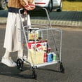 thumbnail image 2 of Patiojoy Folding Shopping Cart Jumbo Double Basket Grocery Cart with Wheels Silver, 2 of 5